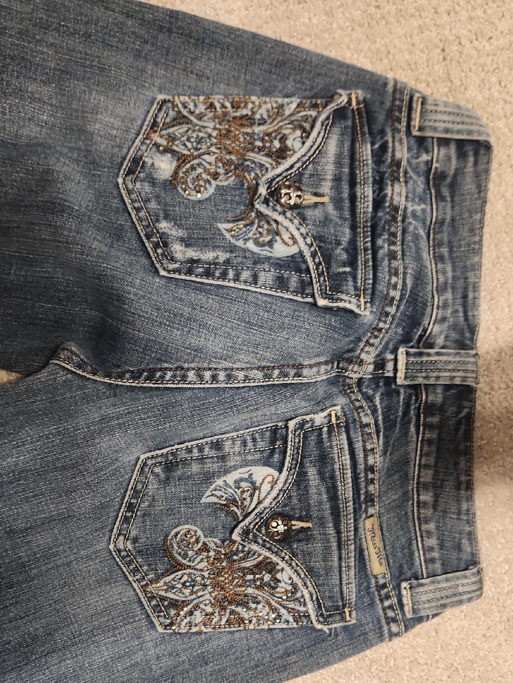 Miss Me Blue Embroidered Flare Jeans